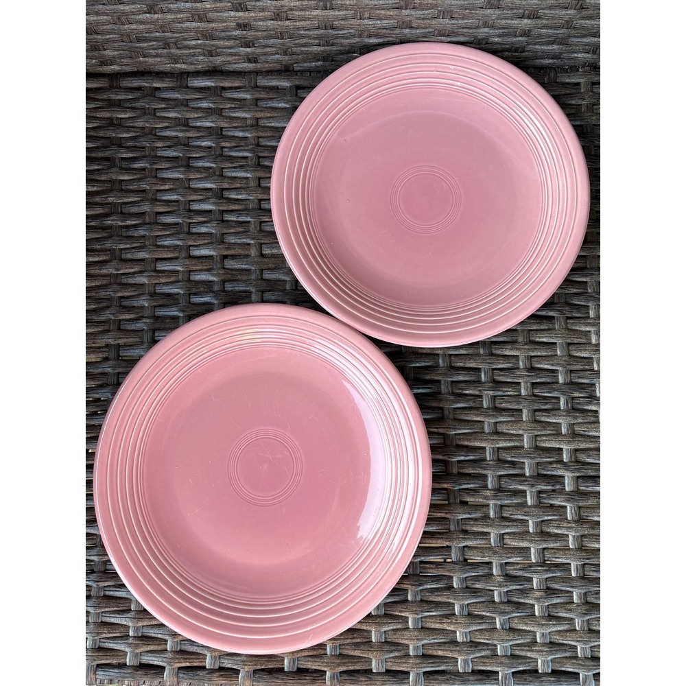 Fiesta Rose Pink Dinner Plates Set of 2 Homer Laughlin China Co 10.5 Inch USA